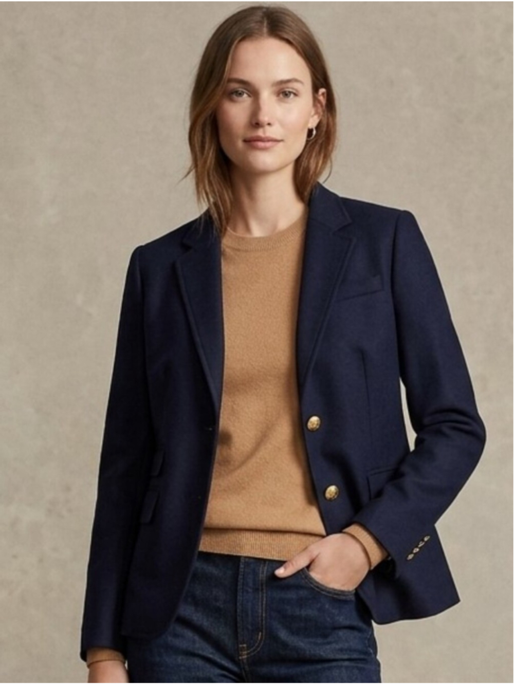 J Crew Schoolboy Classic Navy Wool Blazer Gold Buttons Size 4 Prep Academia